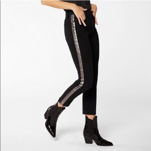 Women's J Brand Ruby High-Rise Cropped Cigarette Jean Black Silver Size 29